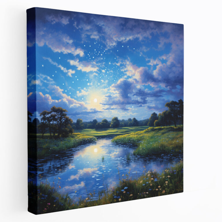 Starlit Countryside Canvas Print - Star Map, Home Decoration, Wall Decoration, Peaceful