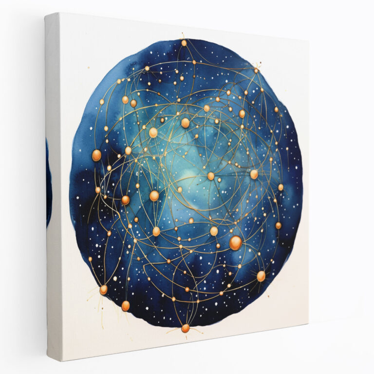 Constellation Lines Star Map Canvas Print - Star Map, Watercolor Illustration, Canvas, Star Map