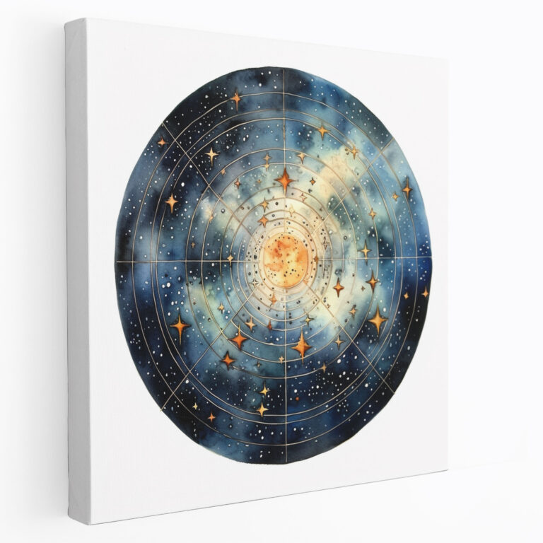Detailed Star Map Wall Decoration - Star Map, Realistic Watercolor Painting, Detailed Star Map, Intricate Details