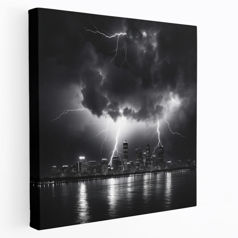 Thunderstorm Wall Art - Storm, City Skyline, Canvas, Canvas Wall Art