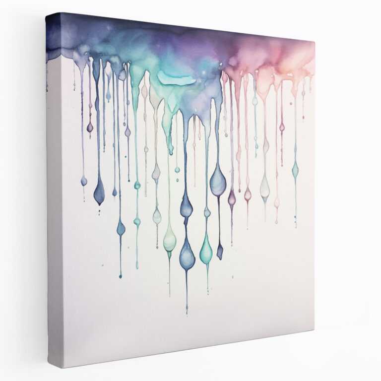 Rainy Delight Wall Art - Storm, Raindrops Wall Decoration, Watercolor Artwork Canvas Print, High Quality Canvas Print