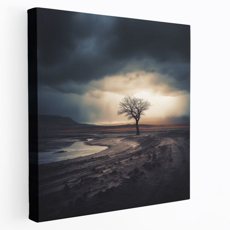 Solitary Strength Canvas Print - Storm, High Quality Canvas Print, Solitary Strength Home Decoration, Lone Tree Wall Decoration