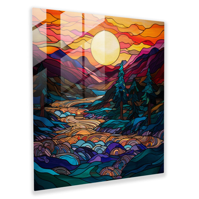 Mystical Sunrise Glass Print - Spiritual, Wall Decoration, Glass Print, Flowing River