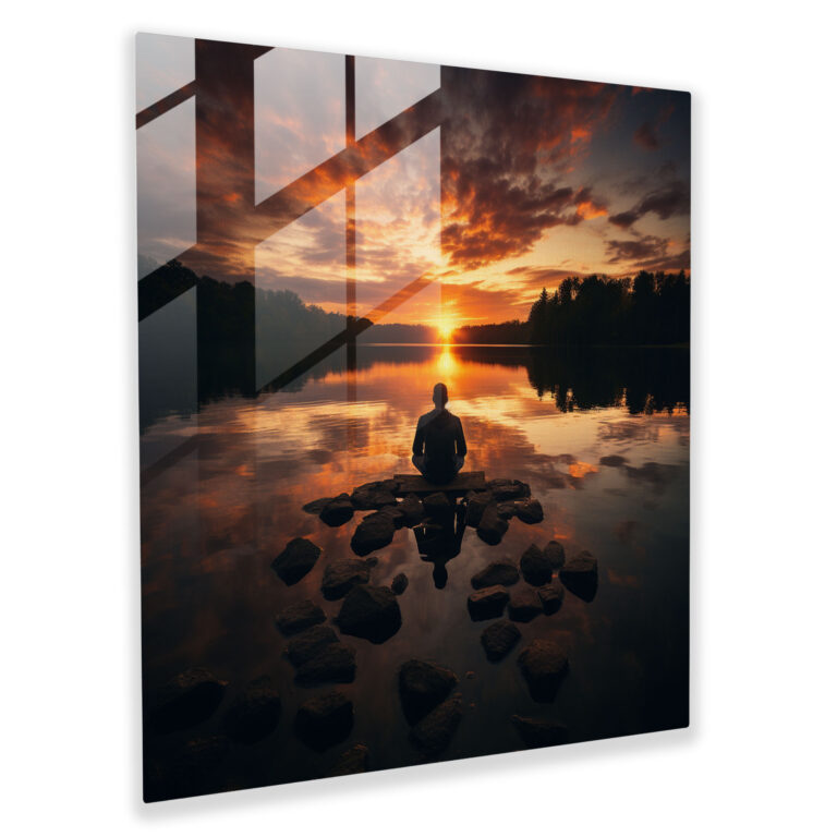 Tranquil Meditation Glass Print - Spiritual, Glass Print, Tranquil Lake, Glass Art