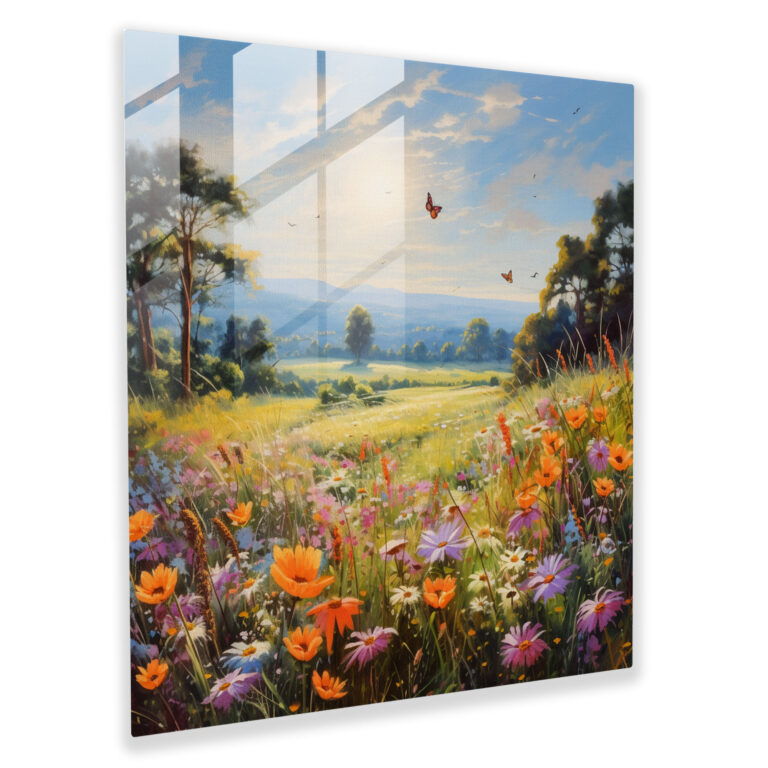 Sunlit Meadow Glass Print - Spiritual, Sunlit Meadow, Glass Art, Glass Wall Art