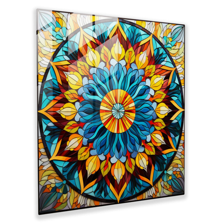 Colorful Mandala Glass Print - Spiritual, Wall Decoration, Glass Print, Colorful Mandala