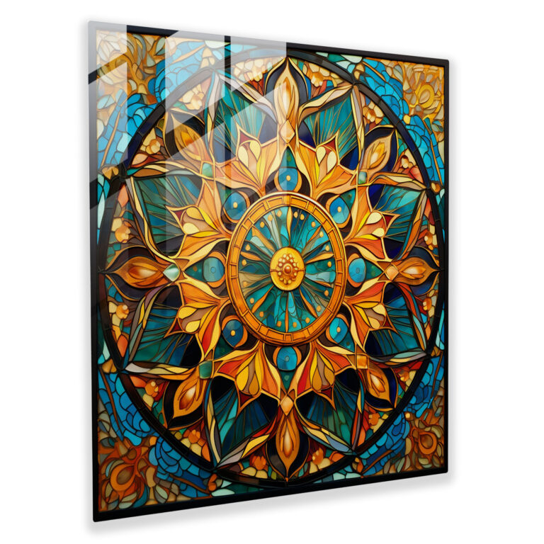 Sacred Mandala Glass Print - Spiritual, Glass Print, Stained Glass, Mandala