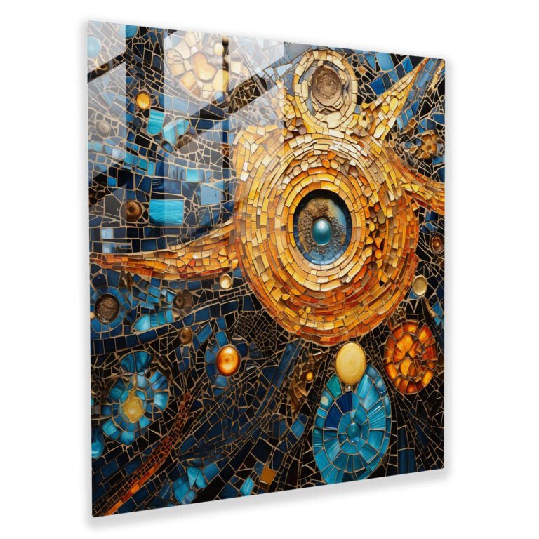 Interconnected Energies Glass Print - Spiritual, Abstract Mosaic, Wall Decoration, Modern Art