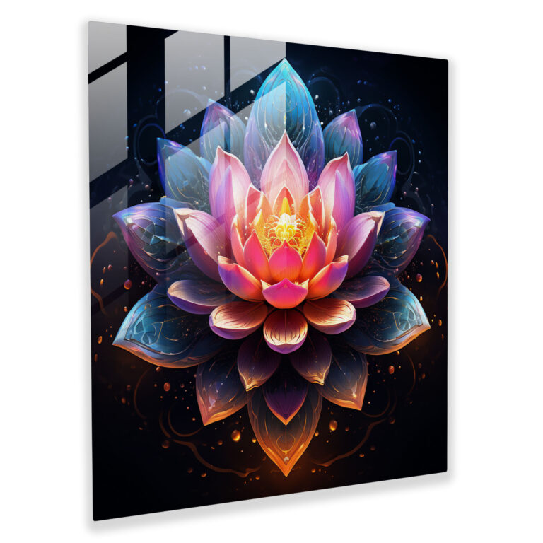 Spiritual Lotus Glass Print - Spiritual, Home Decoration, Wall Decoration, Spiritual Lotus