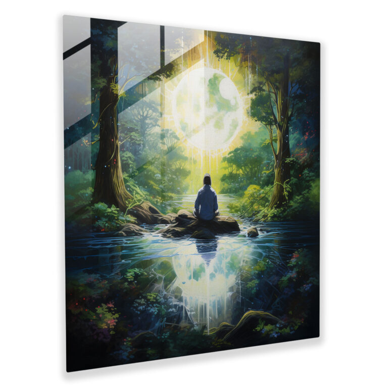 Spiritual Zen Glass Print - Spiritual, Meditating Figure, Spiritual, Wall Decoration