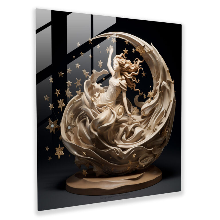 Spiritual Angel Glass Print - Spiritual, Whimsical Sculpture, Modern Art, Angelic Figure