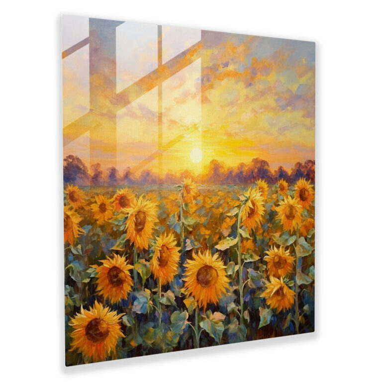 Sunlit Spirit Glass Print - Spiritual, Glass Art, Impressionist, Sunflowers