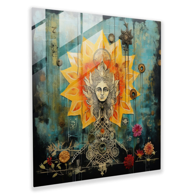 Symbolic Fusion Glass Print - Spiritual, Collage, Modern Art, Glass Print