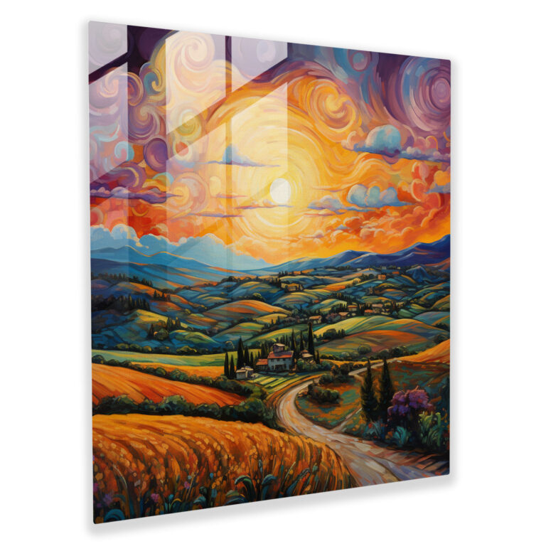 Pastoral Tranquility Glass Print - Sunset, Glass Art, Sunset, Home Decoration