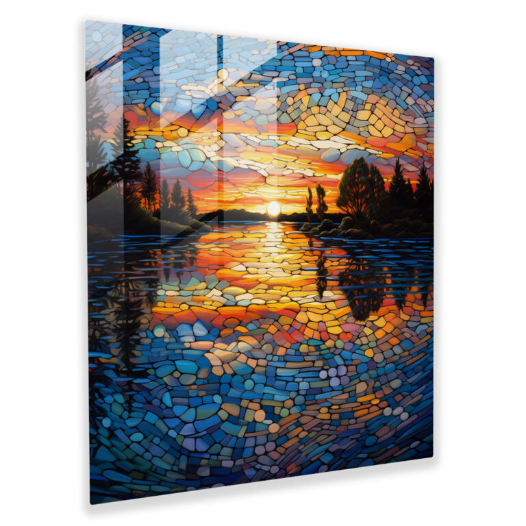 Reflections Of Twilight Glass Print - Sunset, Glass Print, Sunset, Stained Glass Mosaic