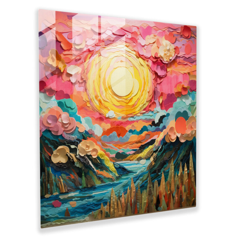 Whimsical Sunset Glass Print - Sunset, Sunset, Intricate Detailing, Colorful Layers