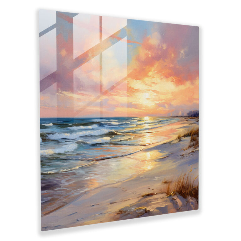 Sunset Serenade Glass Print - Sunset, Sunset, Glass Print, Impressionist Oil Painting
