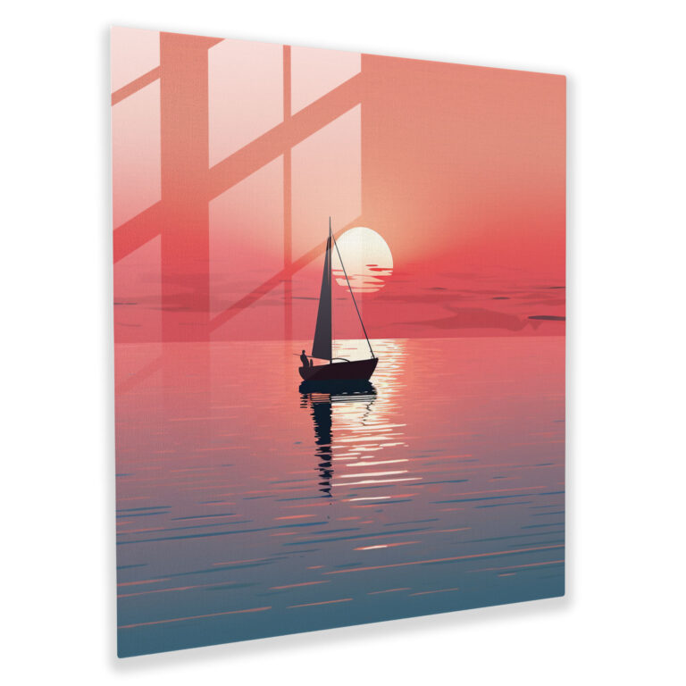 Tranquil Sunset Glass Print - Sunset, Tranquility, Modern Art, Glass Wall Art