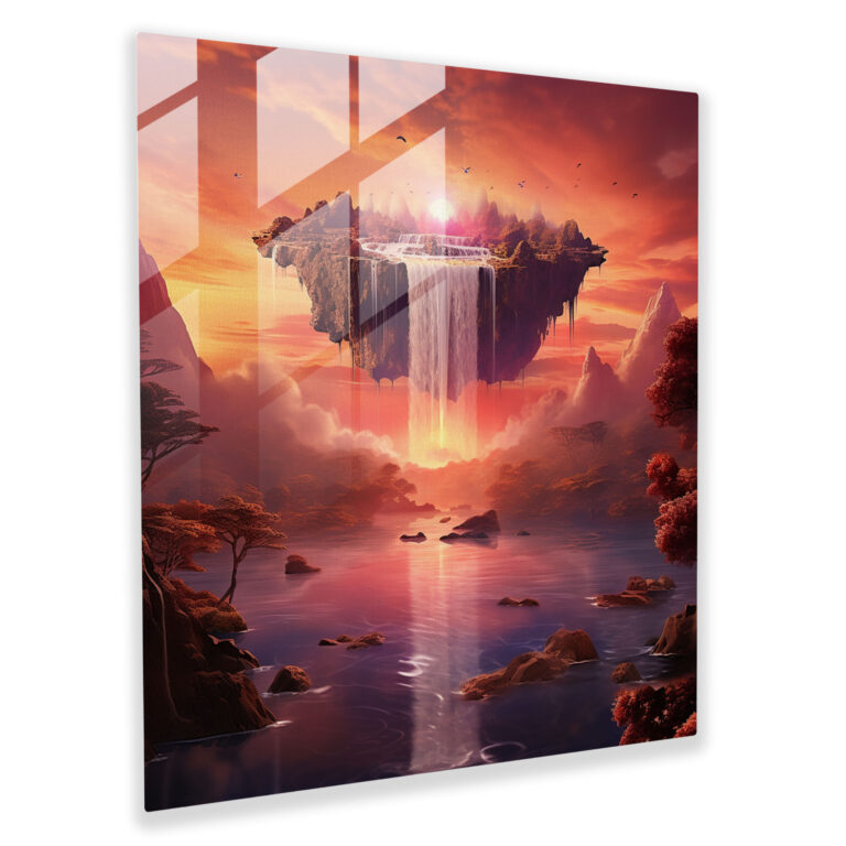 Dreamscape Sunset Glass Print - Sunset, Glass Wall Art, Sunset, Surreal Digital Art