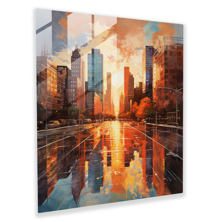Contemporary Sunset Glass Print - Sunset, Home Decoration, Glass Art, Sunset