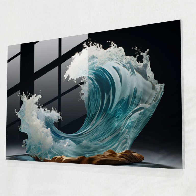 Frozen Wave Glass Art - Surf, Glass Print, Frozen In Time, Textures