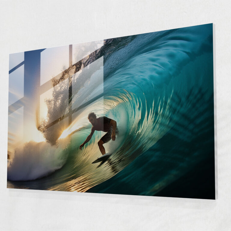 Barrel Wave Surf Glass Print - Surf, Glass Print, Glass Wall Art, Barrel Wave