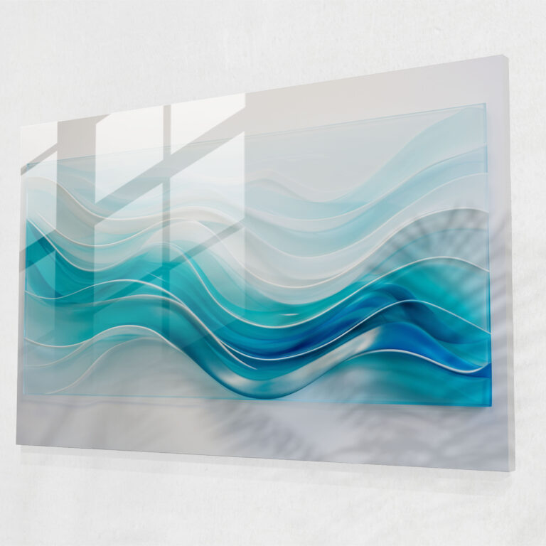 Rhythmic Waves Glass Wall Art - Surf, Glass Art, Rhythmic Motion, Geometric Patterns