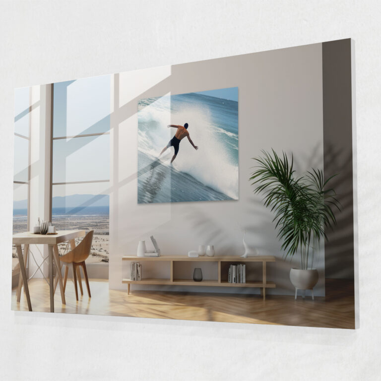 Coastal Surf Glass Print - Surf, Surfer, Coastal Landscape, Glass Art