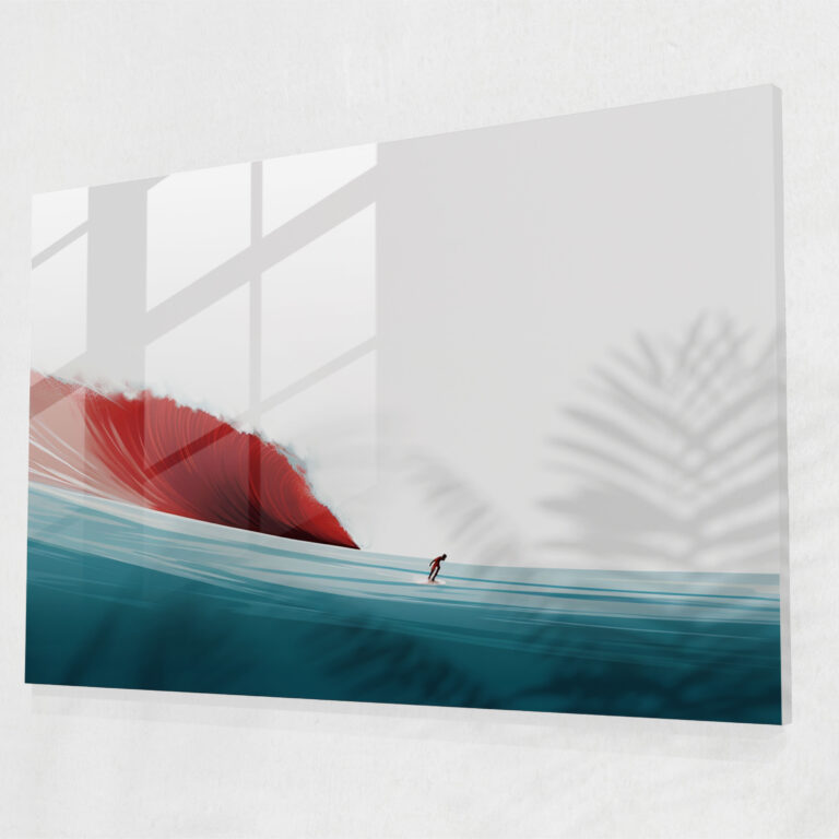 Surfing Home Decoration - Surf, Large Wave, Glass Print, Surfer