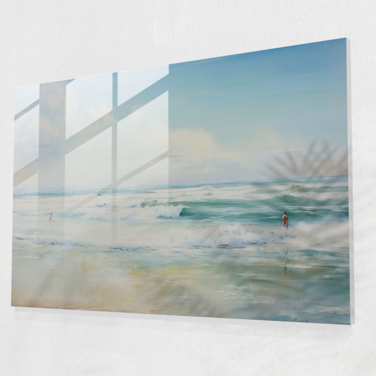 Surfing Glass Art - Surf, Modern Art, Glass Print, Wall Decoration