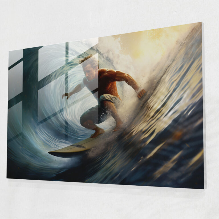 Surfing Glass Print - Surf, Surf, Modern Art, Wall Decoration