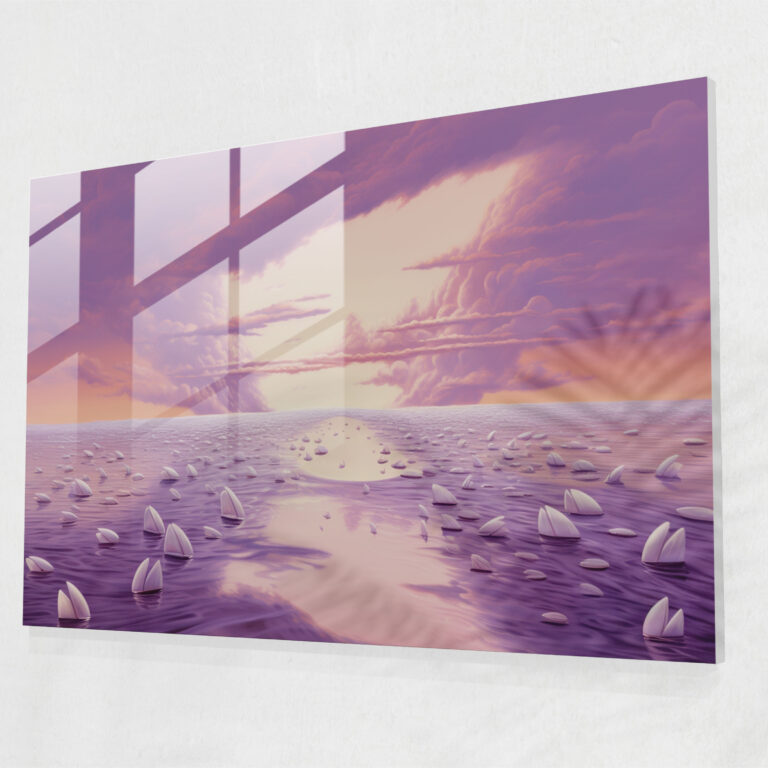 Surfing Home Decoration - Surf, Lavender Sky, Modern Art, Glass Art
