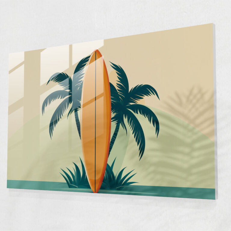 Tropical Surf Glass Art - Surf, Home Decoration, Glass Print, Modern Art