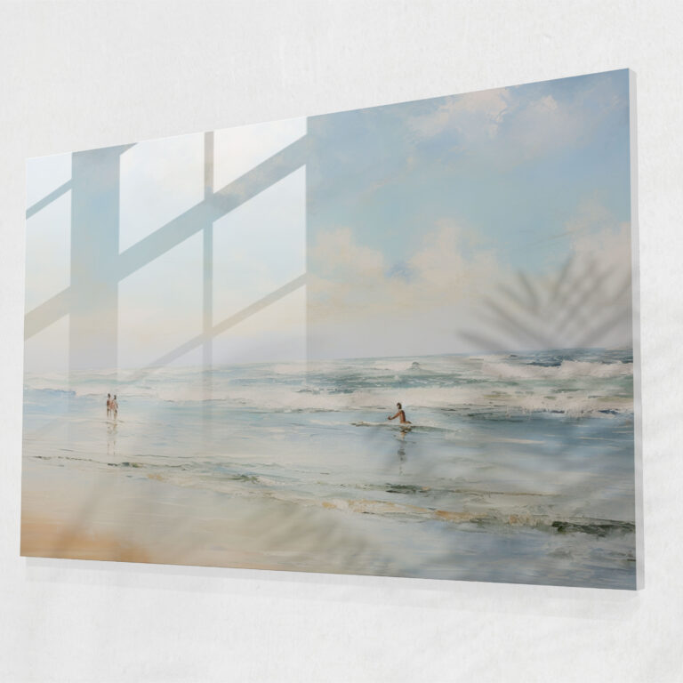 Serene Surf Glass Wall Art - Surf, Home Decoration, Serene Surf Glass Wall Art, Glass Art