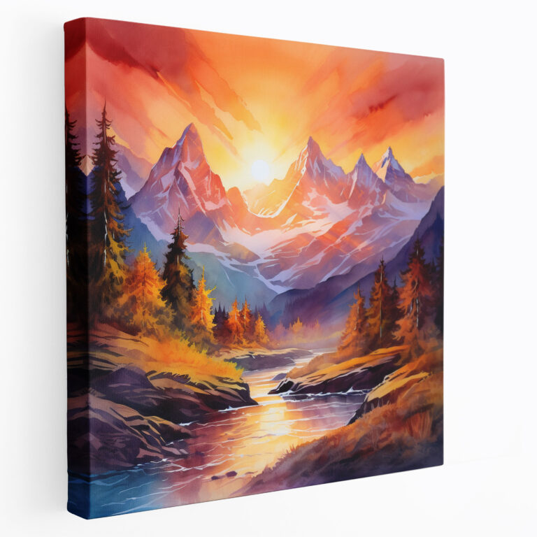 Sunset Mountain Canvas Print - Sunset, Home Decoration, Canvas, Wall Art