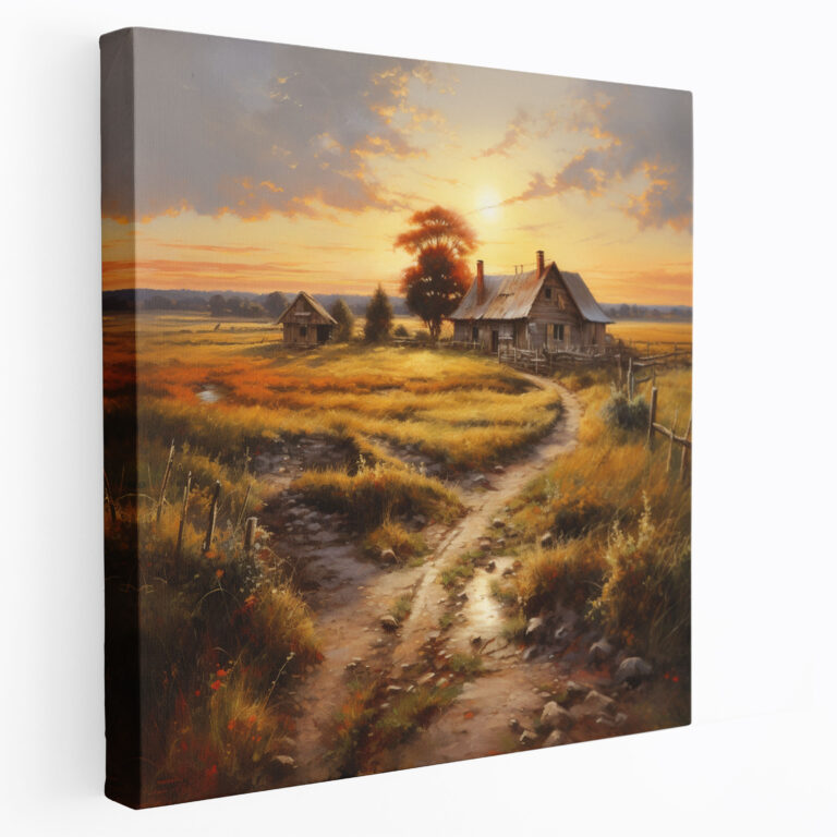Sunset Farmhouse Wall Art - Sunset, Home Decoration, Canvas, Rustic Farmhouse