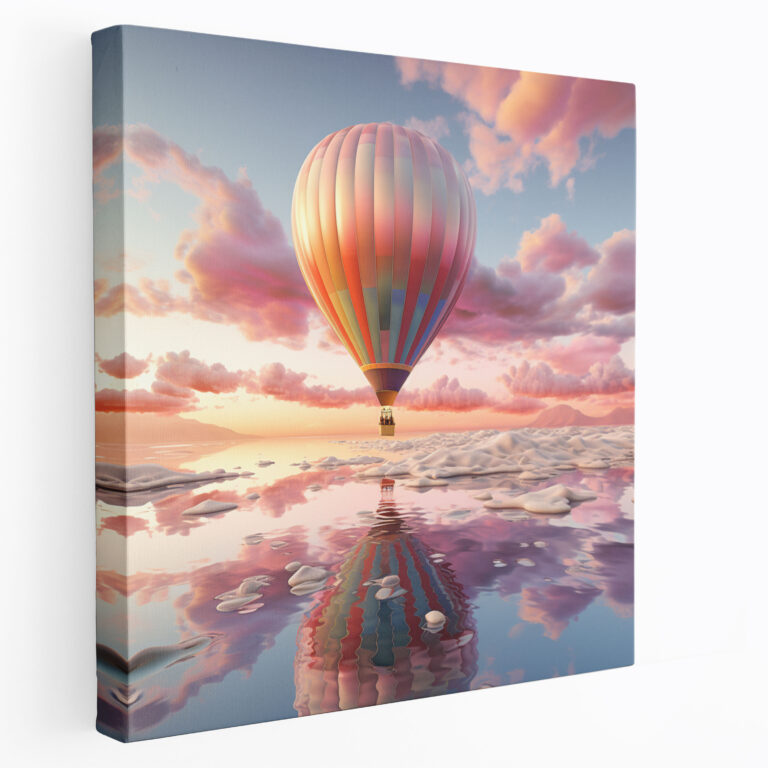 Sunset Hot Air Balloon Wall Art - Sunset, Home Decoration, Canvas Print, Pastel-Colored Sky