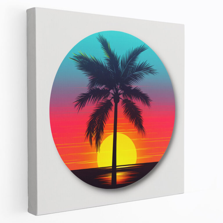 Palm Tree Sunset Canvas Print - Sunset, Sunset Wall Decoration, Wall Decoration, Palm Tree Sunset Canvas Print