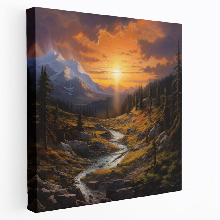 Majestic Sunset Canvas Print - Sunset, Realistic, Canvas Wall Art, Mountain Sunset
