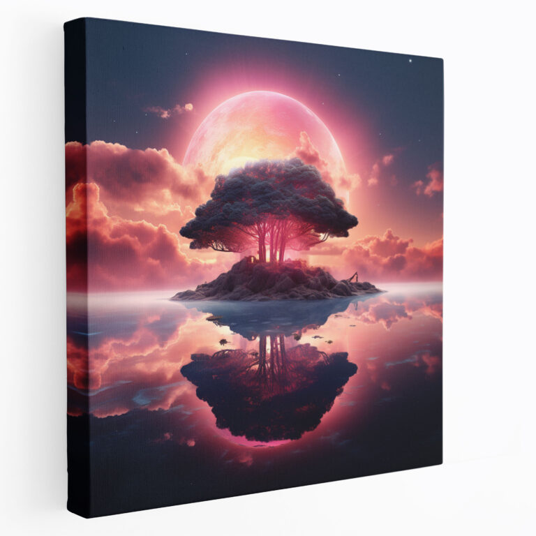 Floating Island Sunset Canvas Print - Sunset, Dreamlike Colors, Canvas Wall Art, Floating Island
