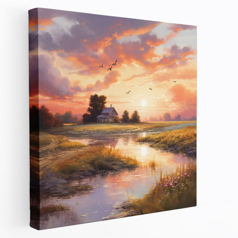 Countryside Sunset Canvas Print - Impressionist Wall Art - Sunset, Canvas, Wall Art, Colors