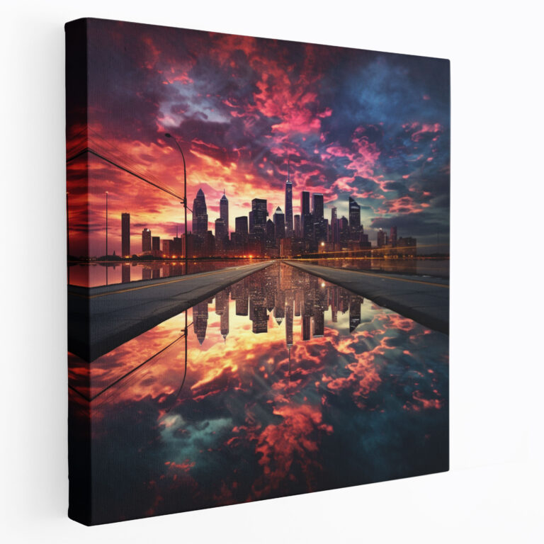 Sunset Skyline Canvas Print - Contemporary Wall Art - Sunset, City Lights, Visual Experience, Breathtaking