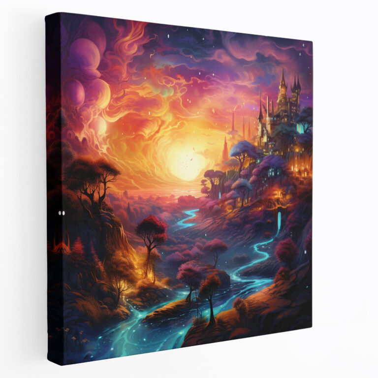 Fantasy Sunset Canvas Print - Whimsical Wall Art - Sunset, Home Decoration, Enchanting Colors, Wall Decoration