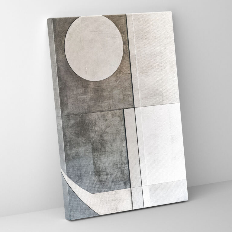Minimalist Lines And Shapes Canvas Wall Art In Suprematism Style - Suprematism, Modern Art, Gray And White, Minimalist