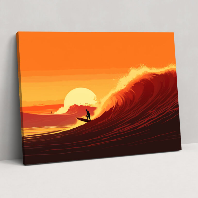Solitary Surfer Canvas Print - Surf, Wall Art, Home Decoration, Massive Wave