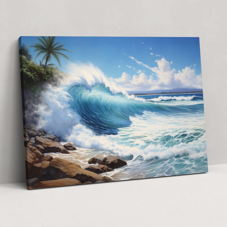 Surf Wall Art - Surf, Photorealistic Painting, Home Decoration, Waves Crashing