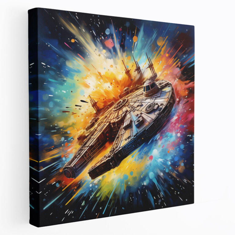 Star Wars Wall Art - Splash Art Millennium Falcon Canvas Print - Star Wars, Canvas, Home Decoration, Splash Art Painting