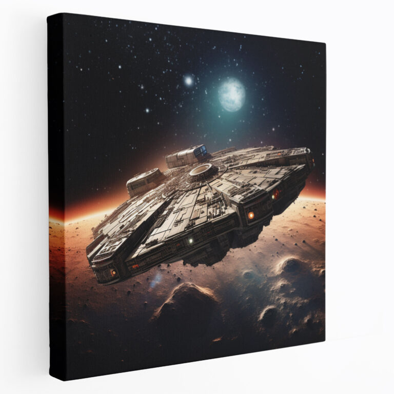 Star Wars Wall Decoration - Pixel Art Millennium Falcon Canvas Print - Star Wars, Canvas, Canvas Print, Star Wars