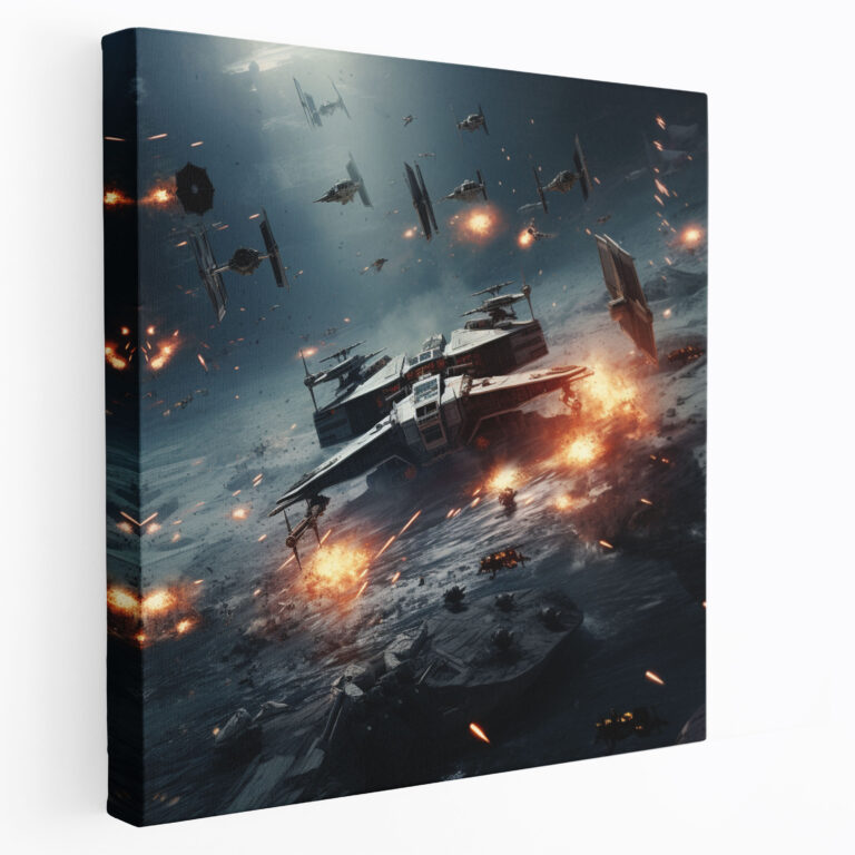 Star Wars Space Battle Canvas Print - Star Wars, Space Battle, Digital Artwork, Canvas