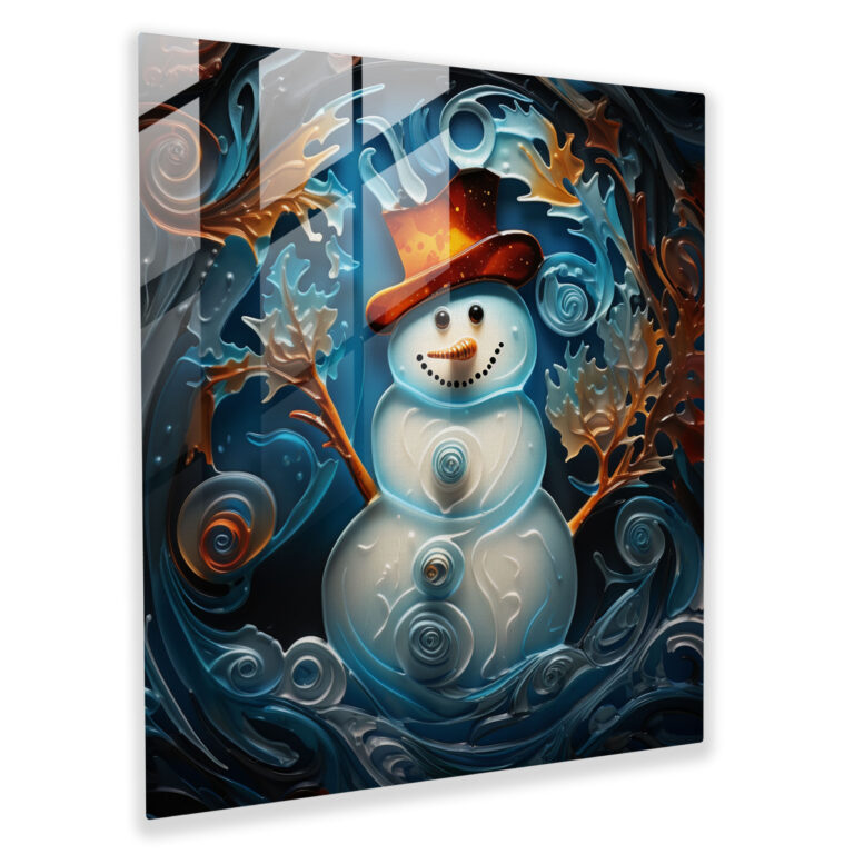 Abstract Snowman Glass Wall Art - Snowman, Glass Wall Art, Abstract, Snowman